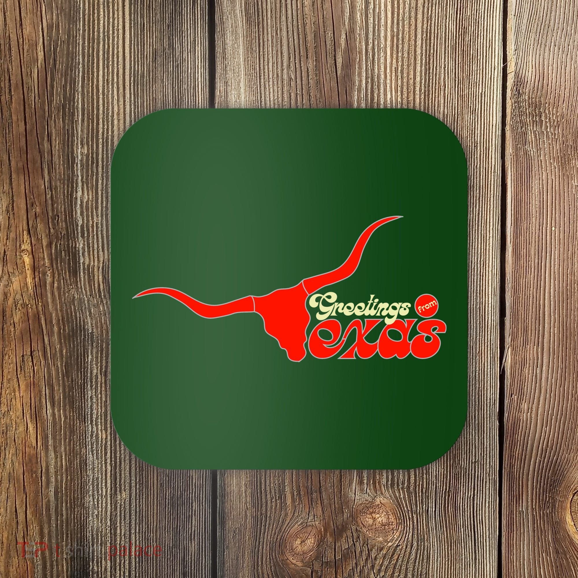 Greetings From Texas Longhorn Logo Coaster