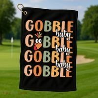 Gobble Funny Thanksgiving Turkey Gift Golf Towel thumb 1