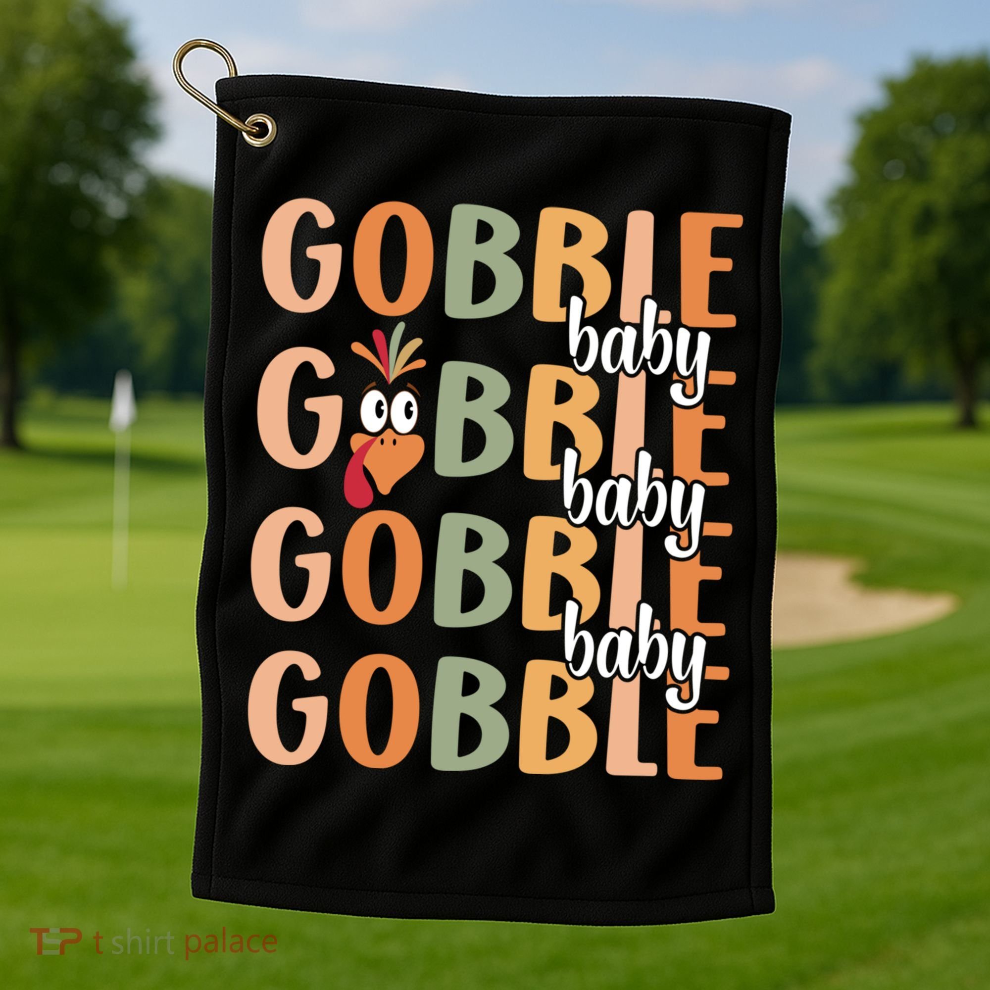 Gobble Funny Thanksgiving Turkey Gift Golf Towel