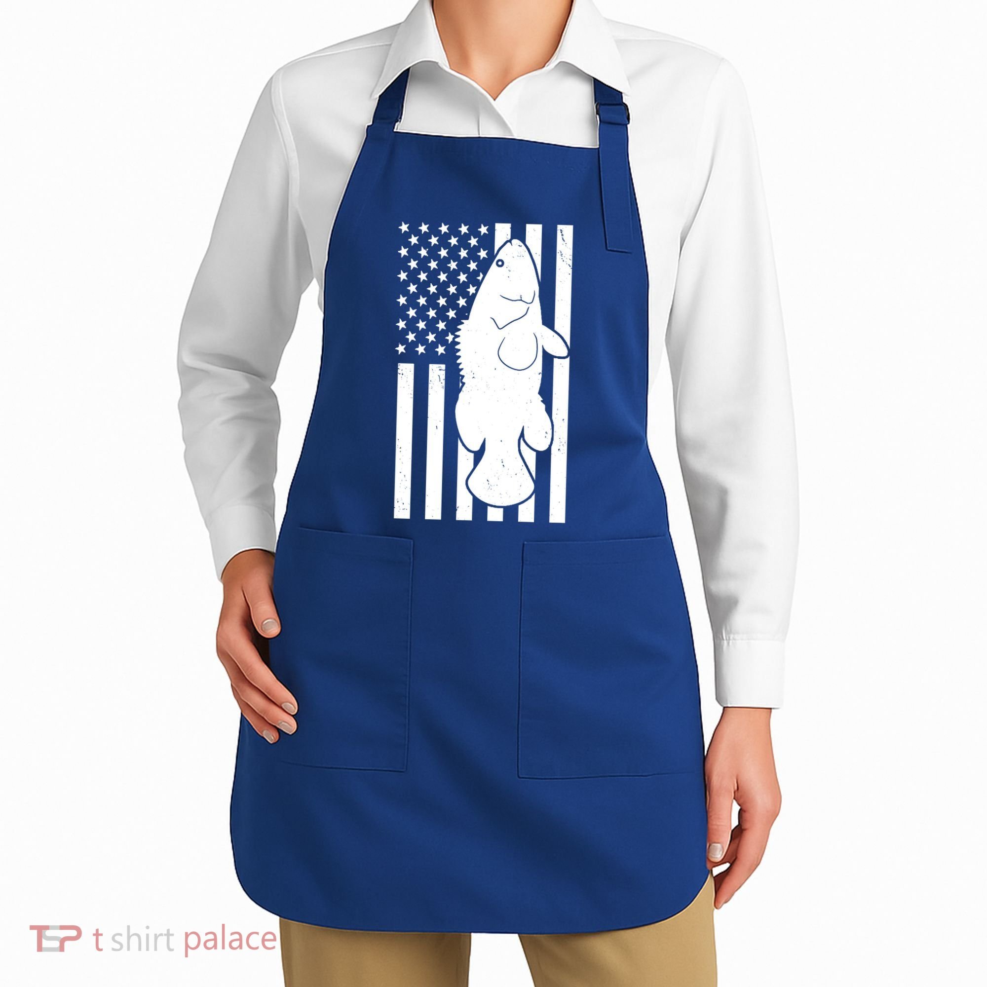 Grouper Fishing USA Flag Apron