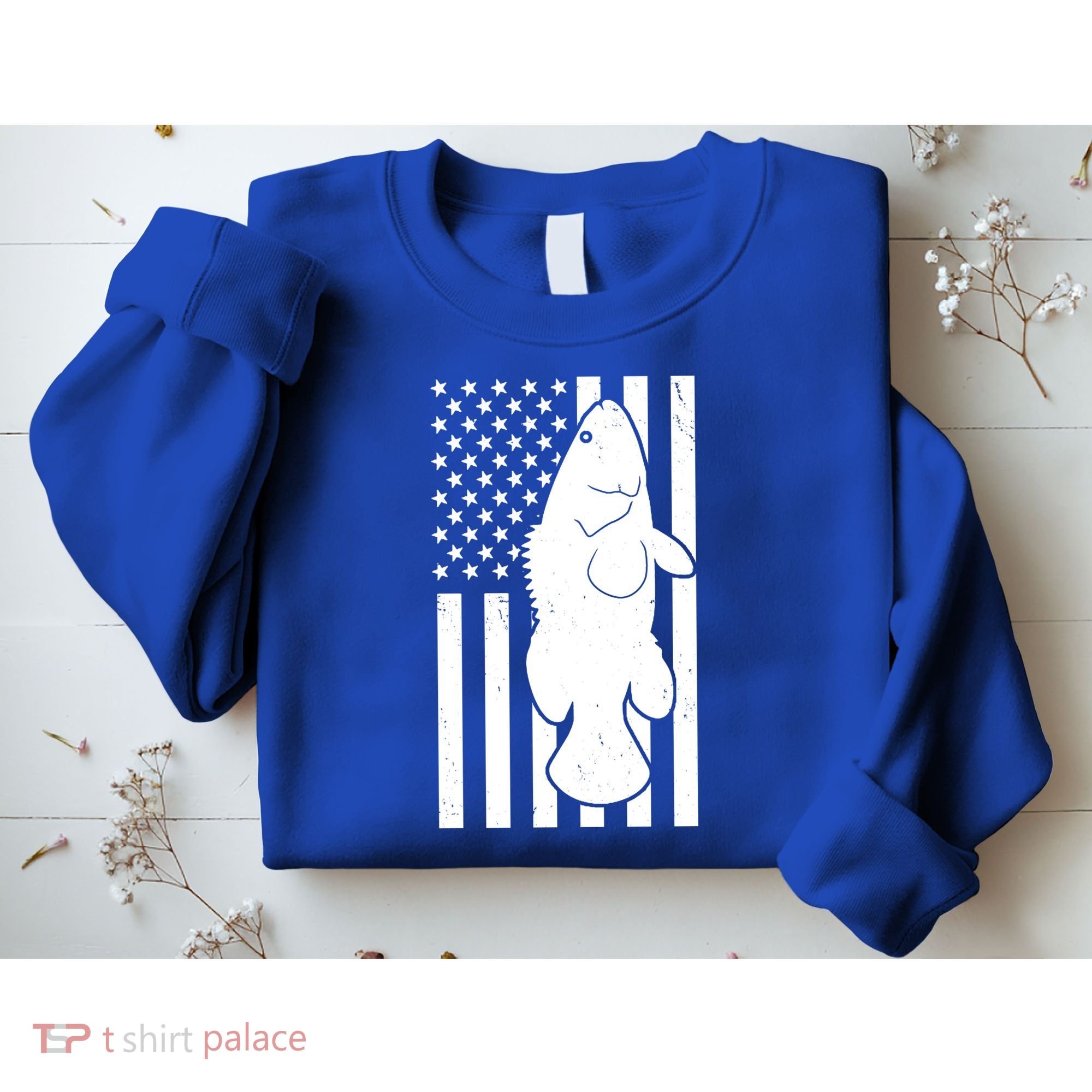 Grouper Fishing USA Flag Sweatshirt