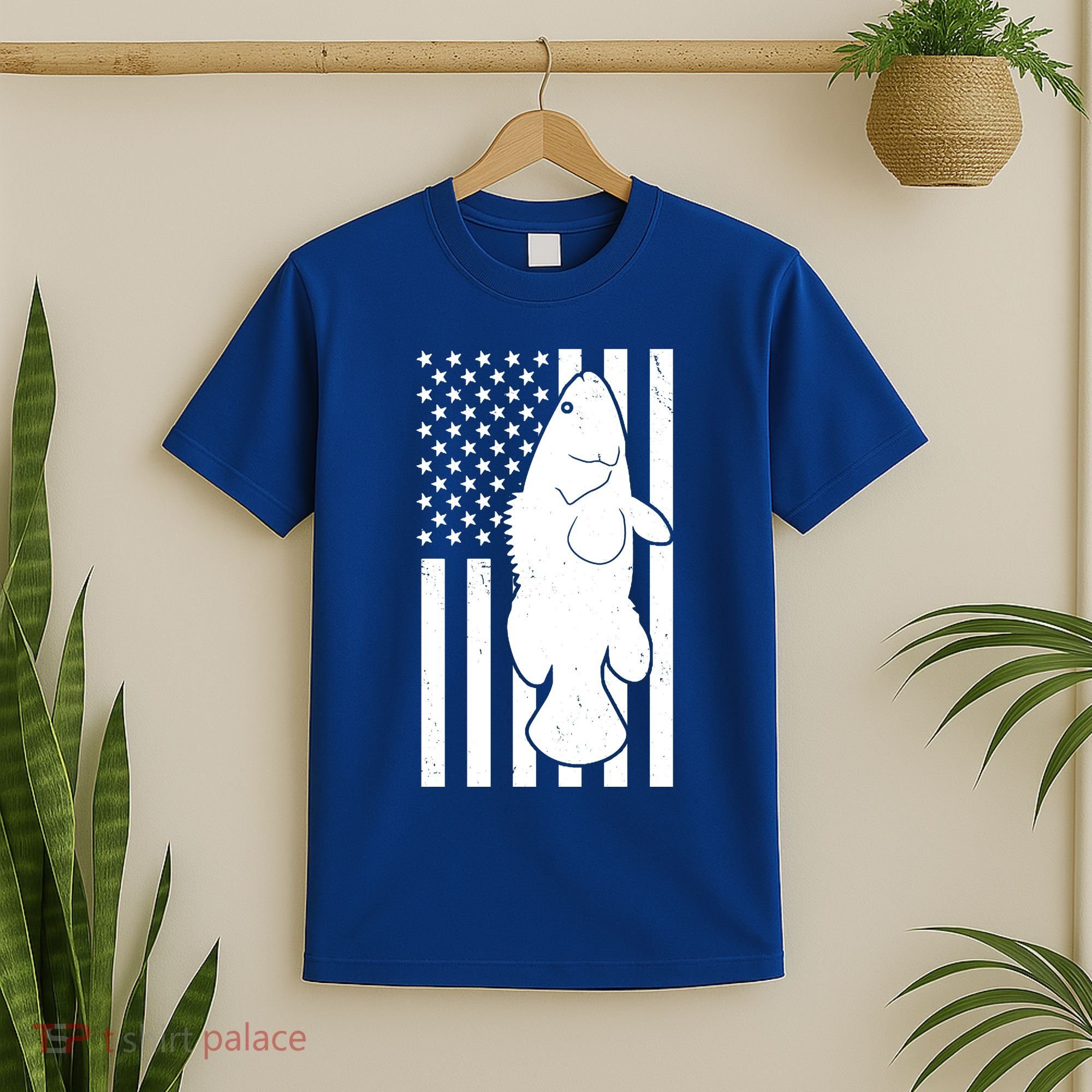 Grouper Fishing USA Flag T-Shirt