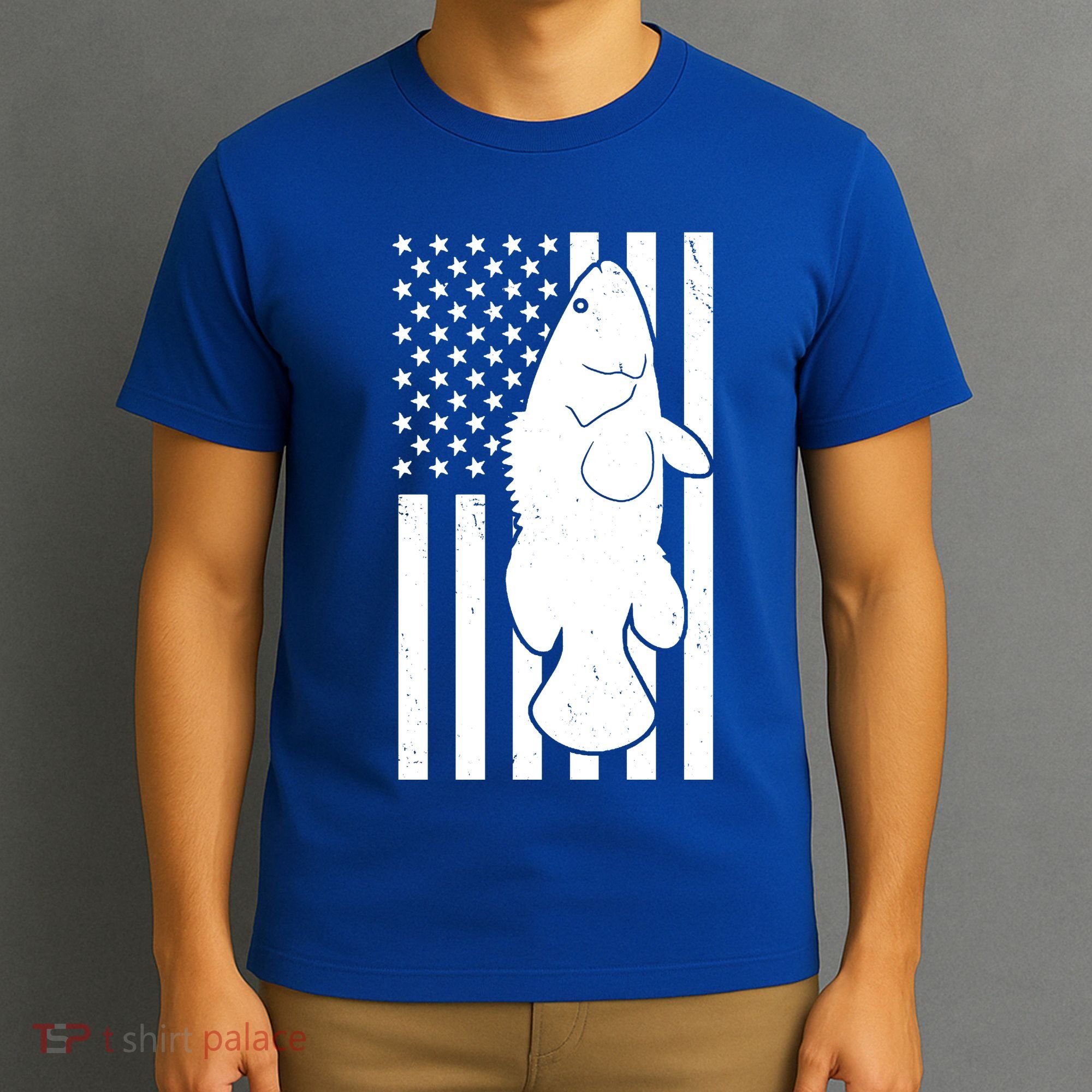 Grouper Fishing USA Flag T-Shirt