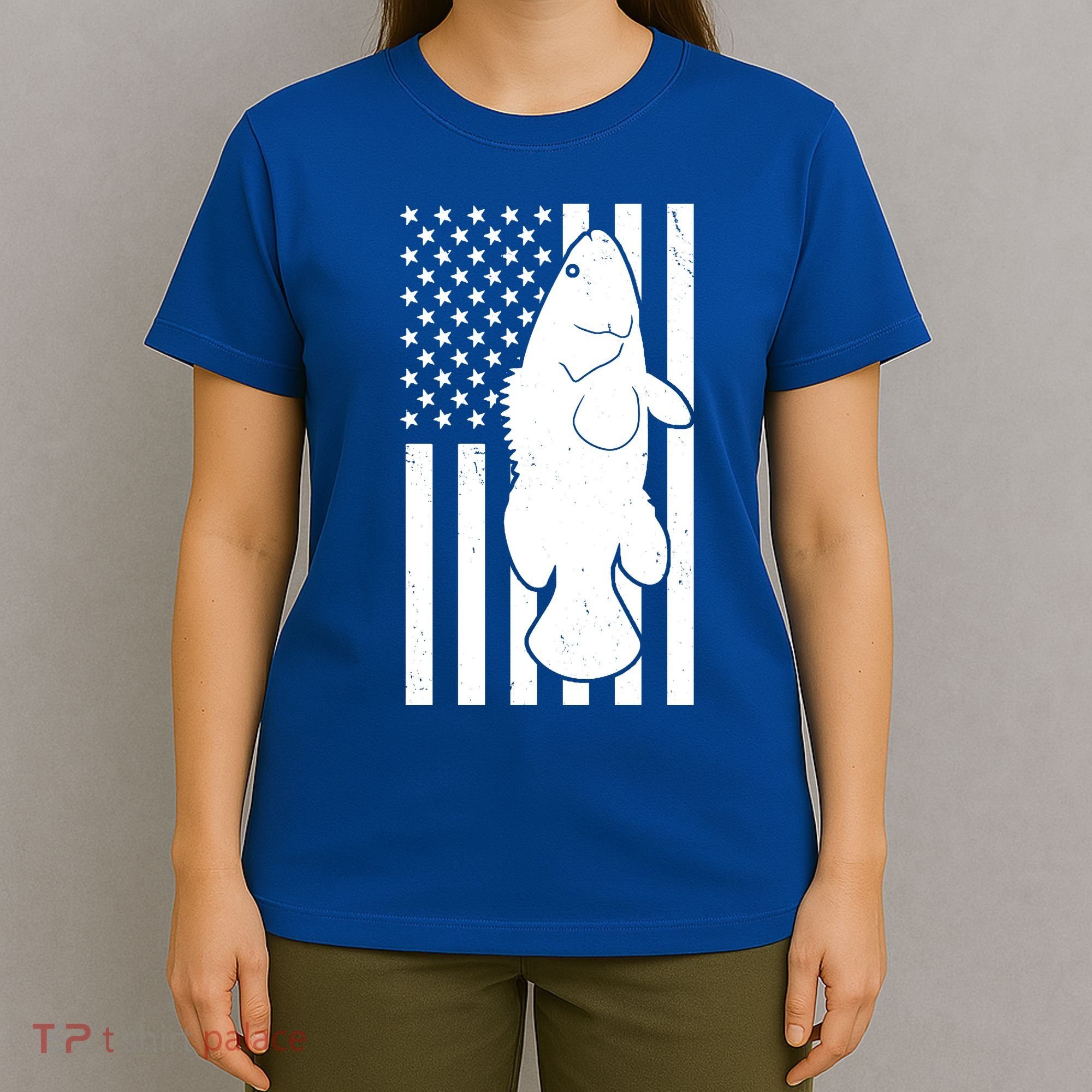 Grouper Fishing USA Flag T-Shirt
