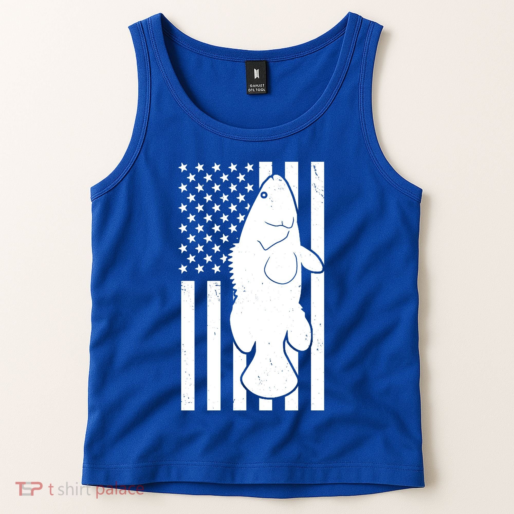 Grouper Fishing USA Flag Tank Top