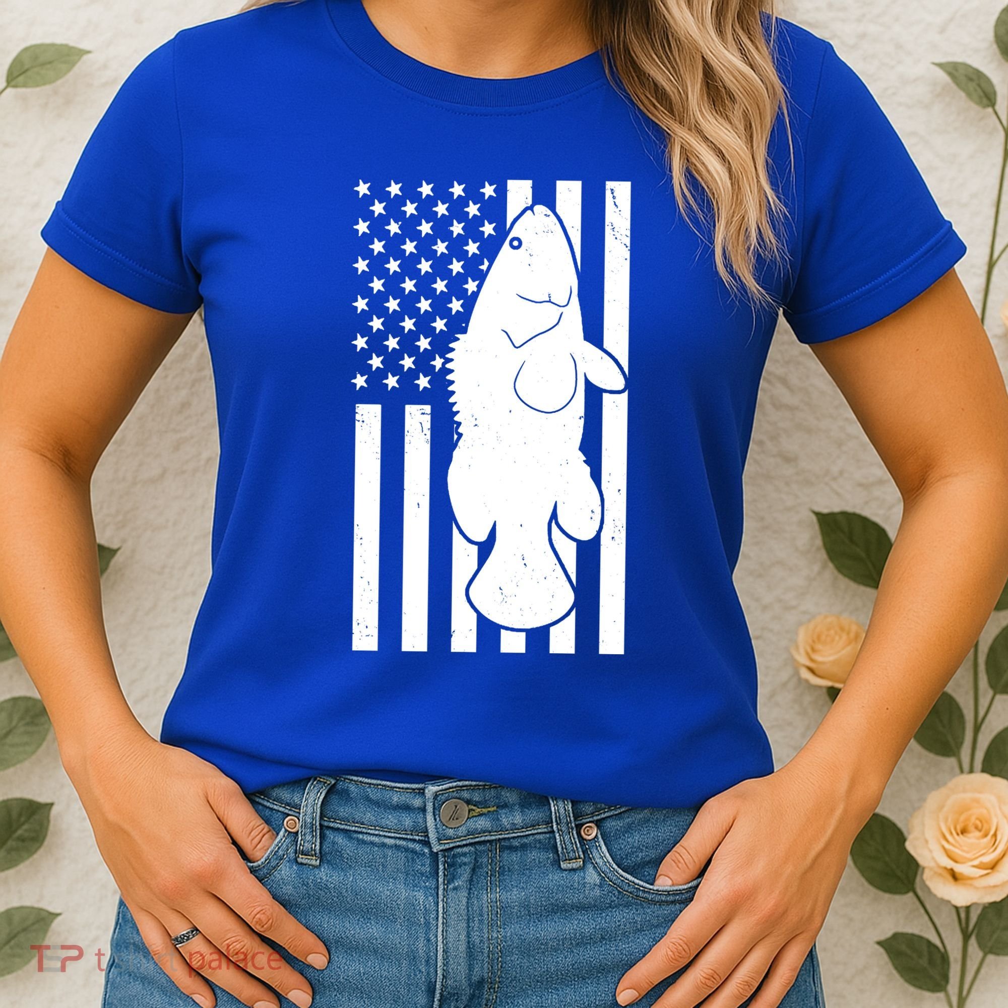 Grouper Fishing USA Flag Women's T-Shirt