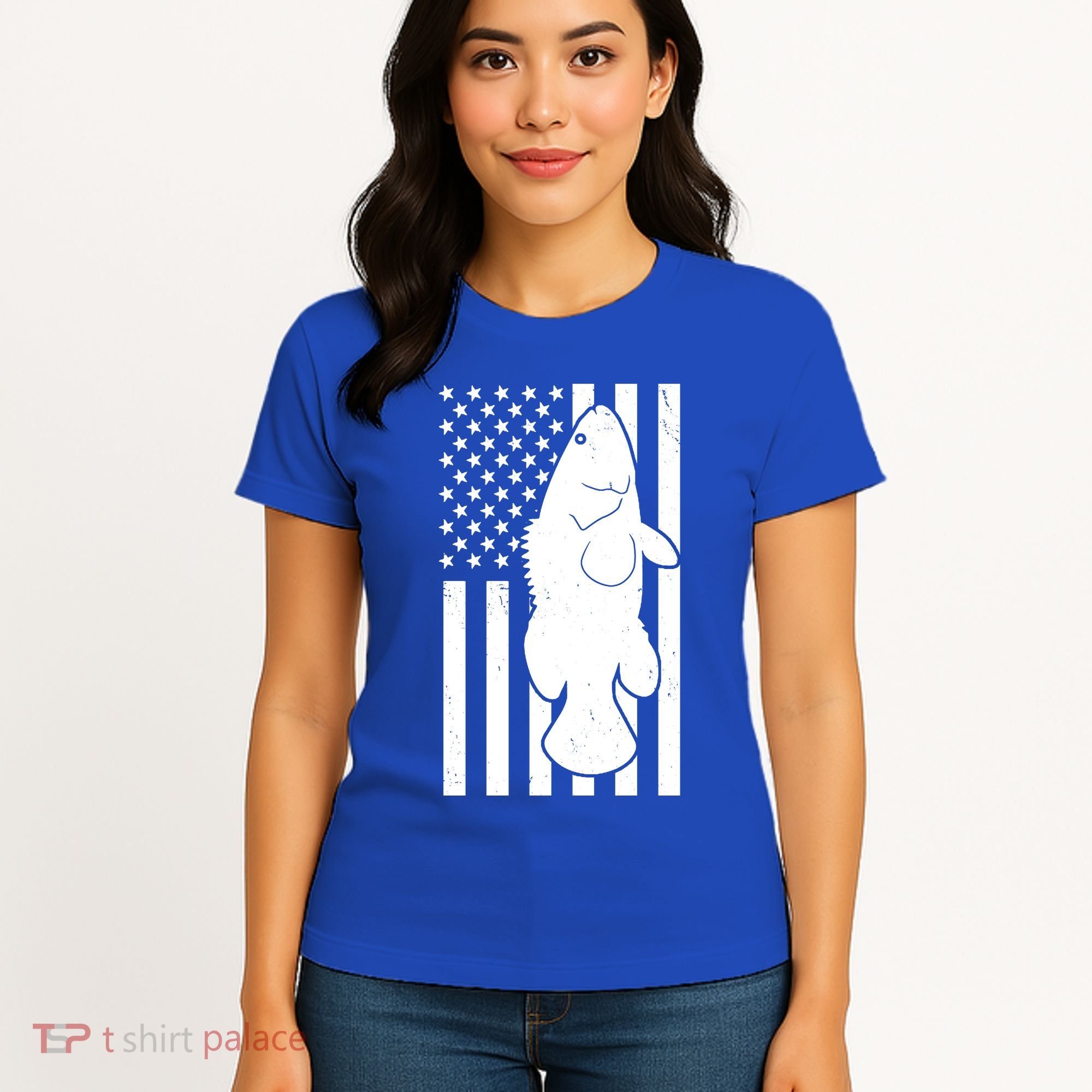 Grouper Fishing USA Flag Women's T-Shirt