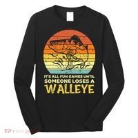 Games Funny Until Someone Loses Walleye Retro Ice Fishing Dad Long Sleeve Shirt thumb 0