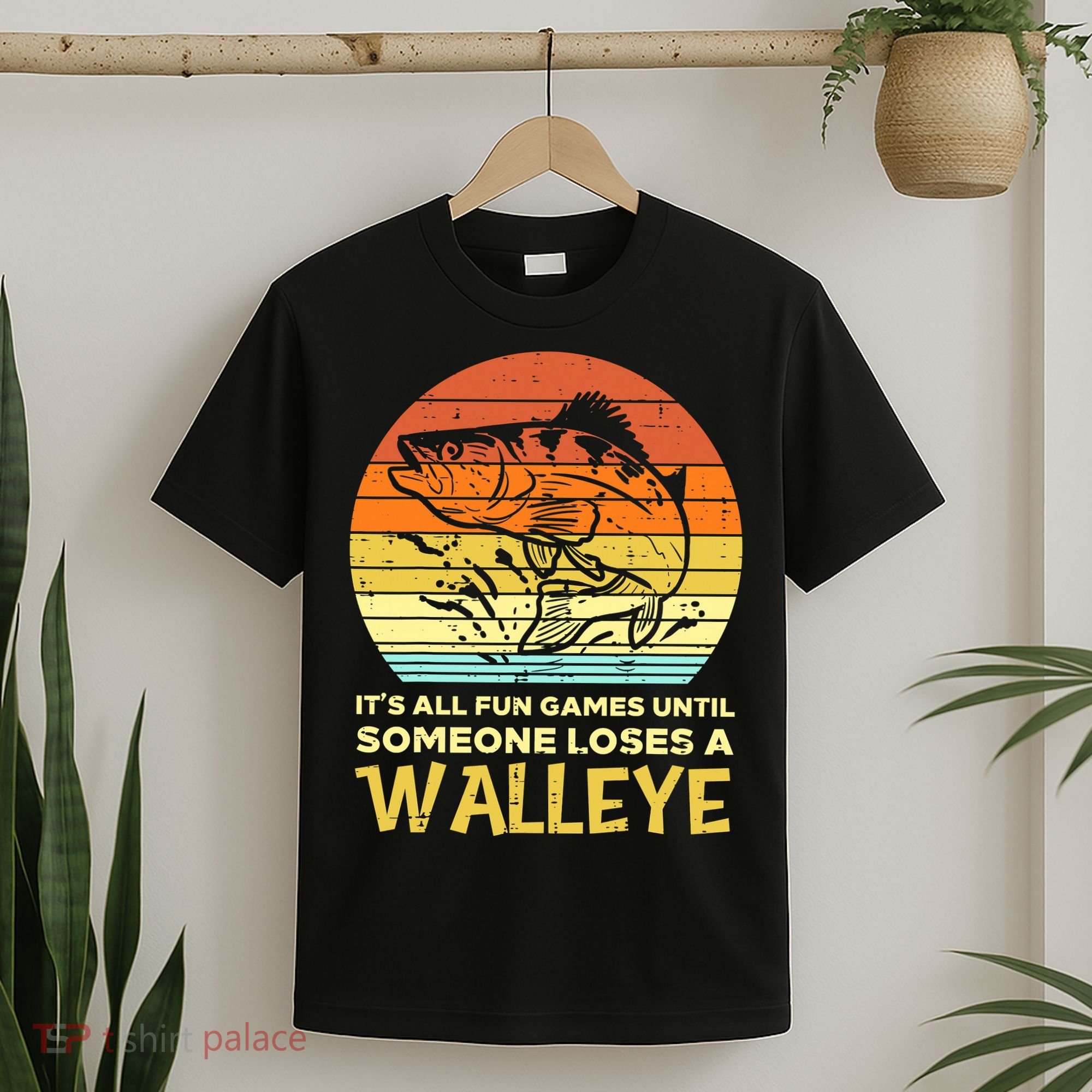 Games Funny Until Someone Loses Walleye Retro Ice Fishing Dad T-Shirt