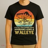 Games Funny Until Someone Loses Walleye Retro Ice Fishing Dad T-Shirt thumb 3