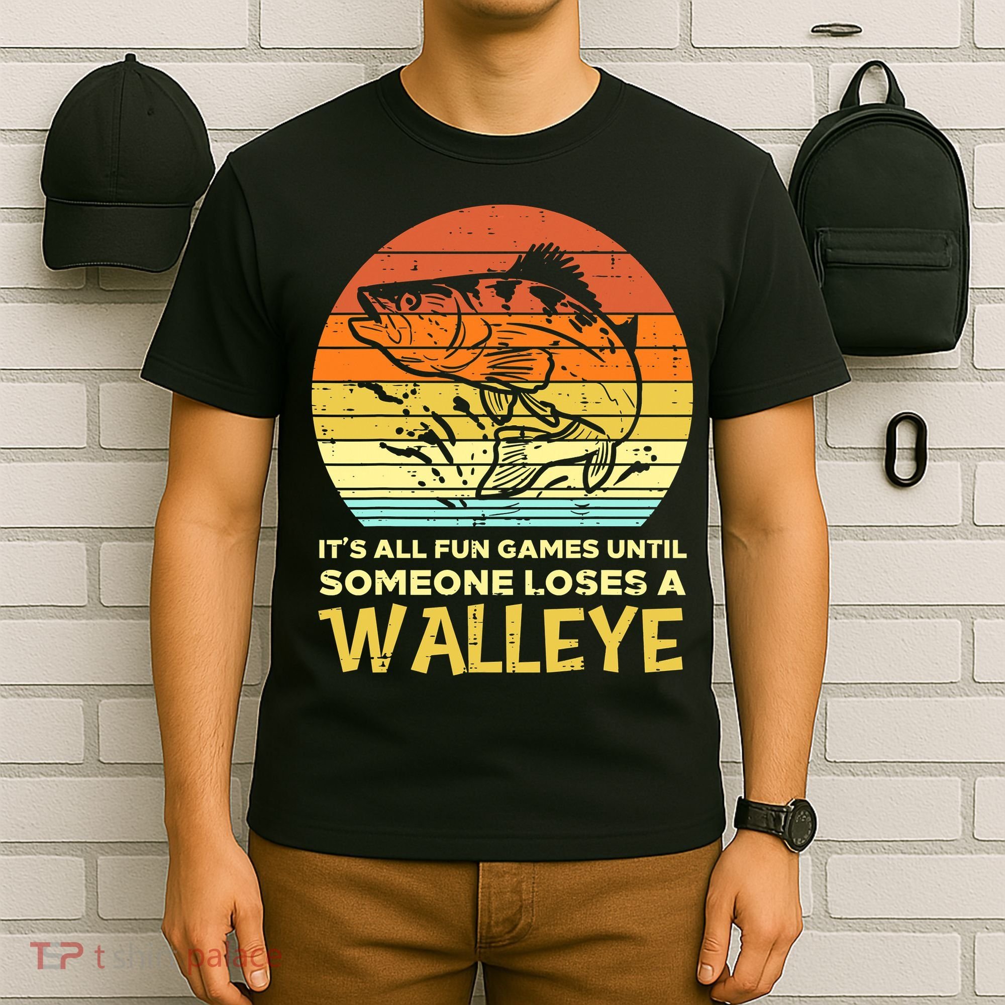 Games Funny Until Someone Loses Walleye Retro Ice Fishing Dad T-Shirt