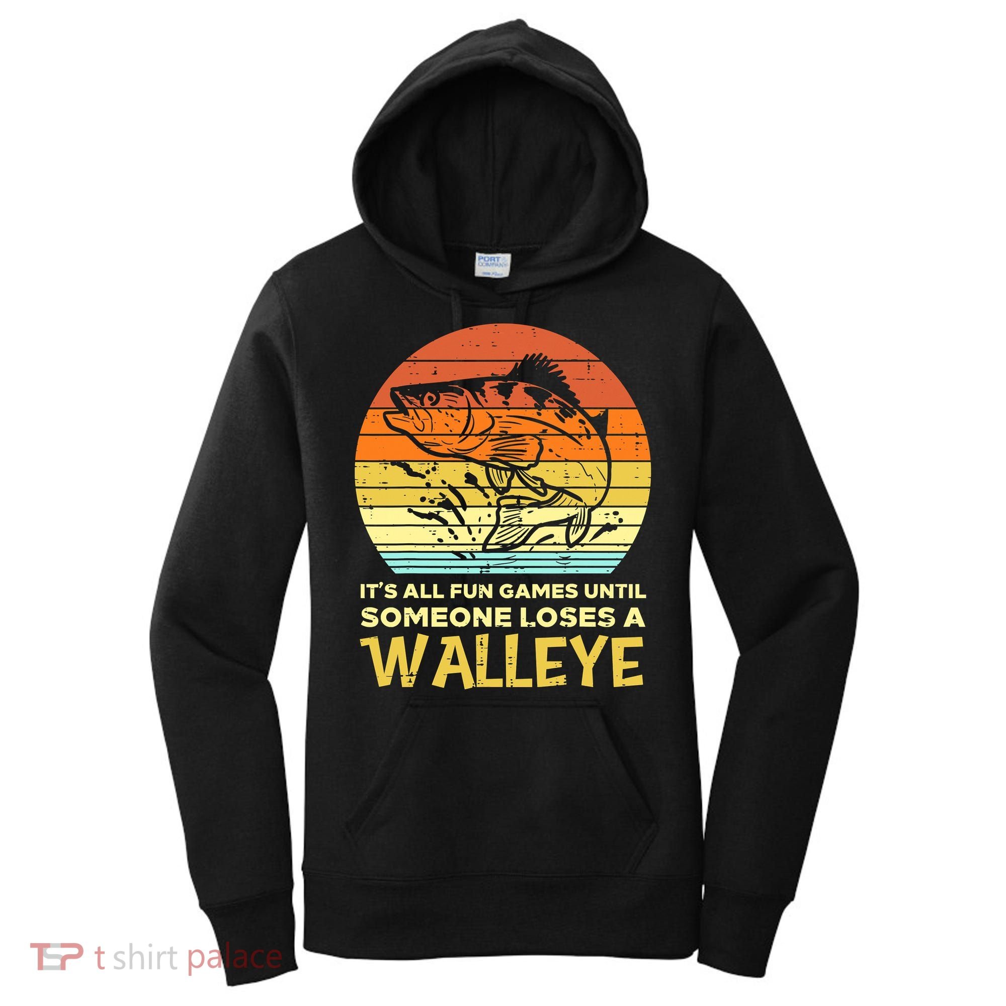 Games Funny Until Someone Loses Walleye Retro Ice Fishing Dad Women's Hoodie
