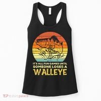 Games Funny Until Someone Loses Walleye Retro Ice Fishing Dad Women's Tank Top thumb 0