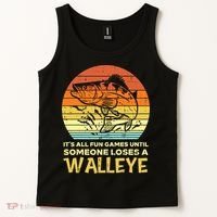 Games Funny Until Someone Loses Walleye Retro Ice Fishing Dad Tank Top thumb 2