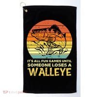 Games Funny Until Someone Loses Walleye Retro Ice Fishing Dad Golf Towel thumb 0