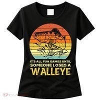 Games Funny Until Someone Loses Walleye Retro Ice Fishing Dad Women's T-Shirt thumb 0