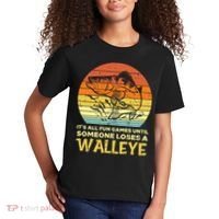 Games Funny Until Someone Loses Walleye Retro Ice Fishing Dad Kids T-Shirt thumb 2