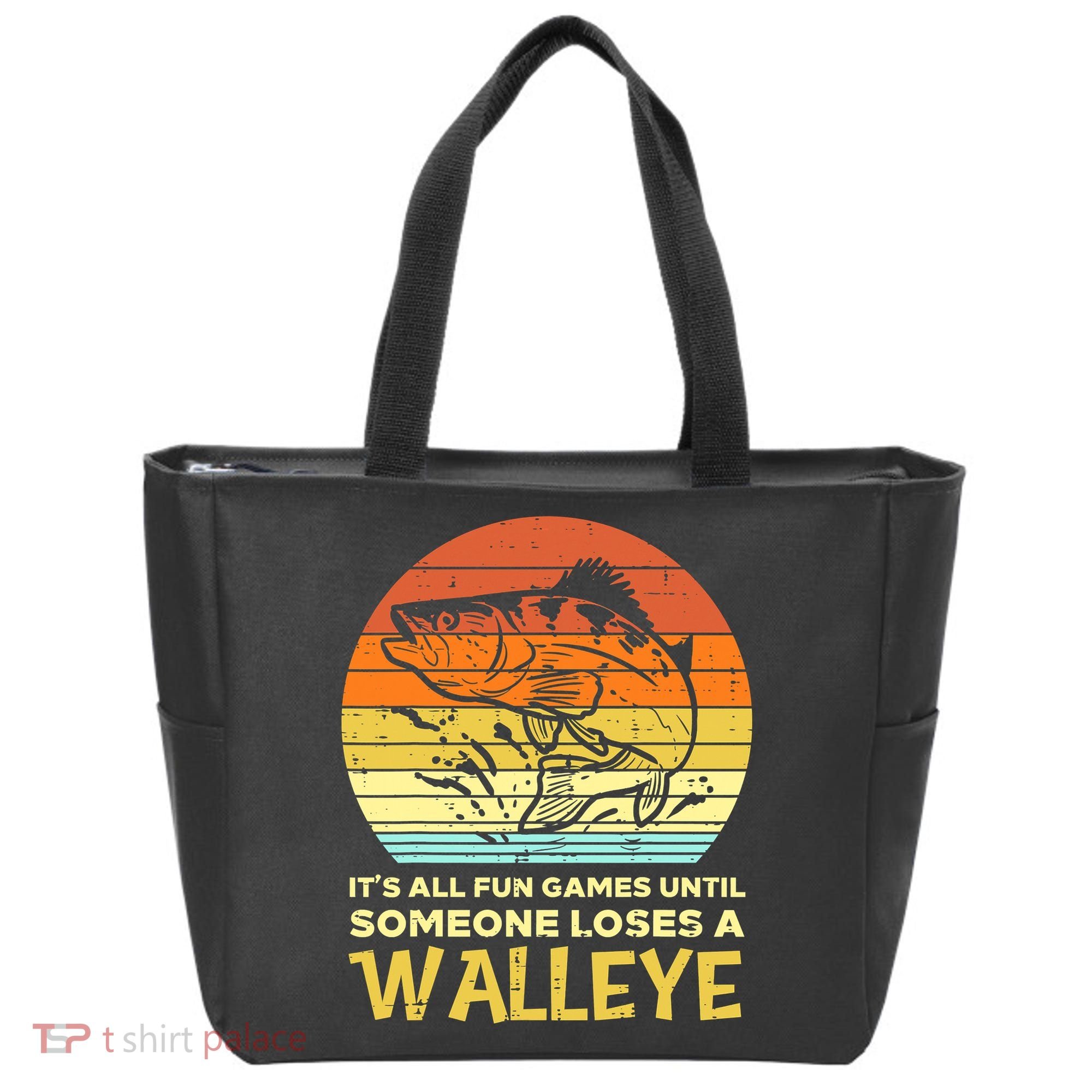 Games Funny Until Someone Loses Walleye Retro Ice Fishing Dad Tote Bag
