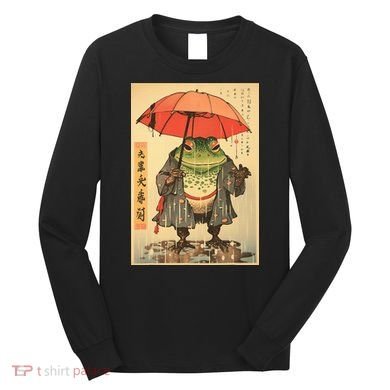Grumpy Frog Unimpressed Toad Vintage Japanese Aesthetic Long Sleeve Shirt