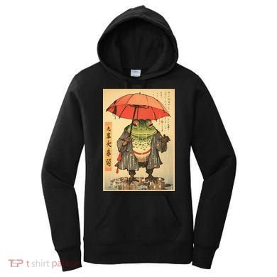 Grumpy Frog Unimpressed Toad Vintage Japanese Aesthetic Women's Hoodie