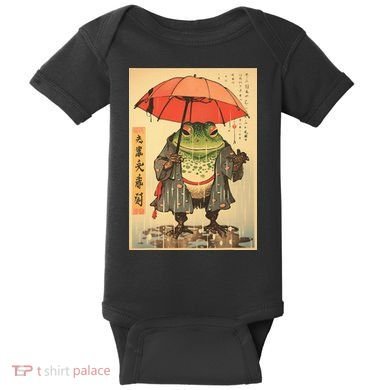 Grumpy Frog Unimpressed Toad Vintage Japanese Aesthetic Baby Bodysuit