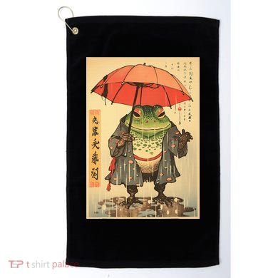 Grumpy Frog Unimpressed Toad Vintage Japanese Aesthetic Golf Towel