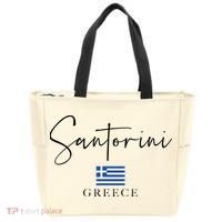 Greece Flag Vacation Island Santorini Tote Bag thumb 0
