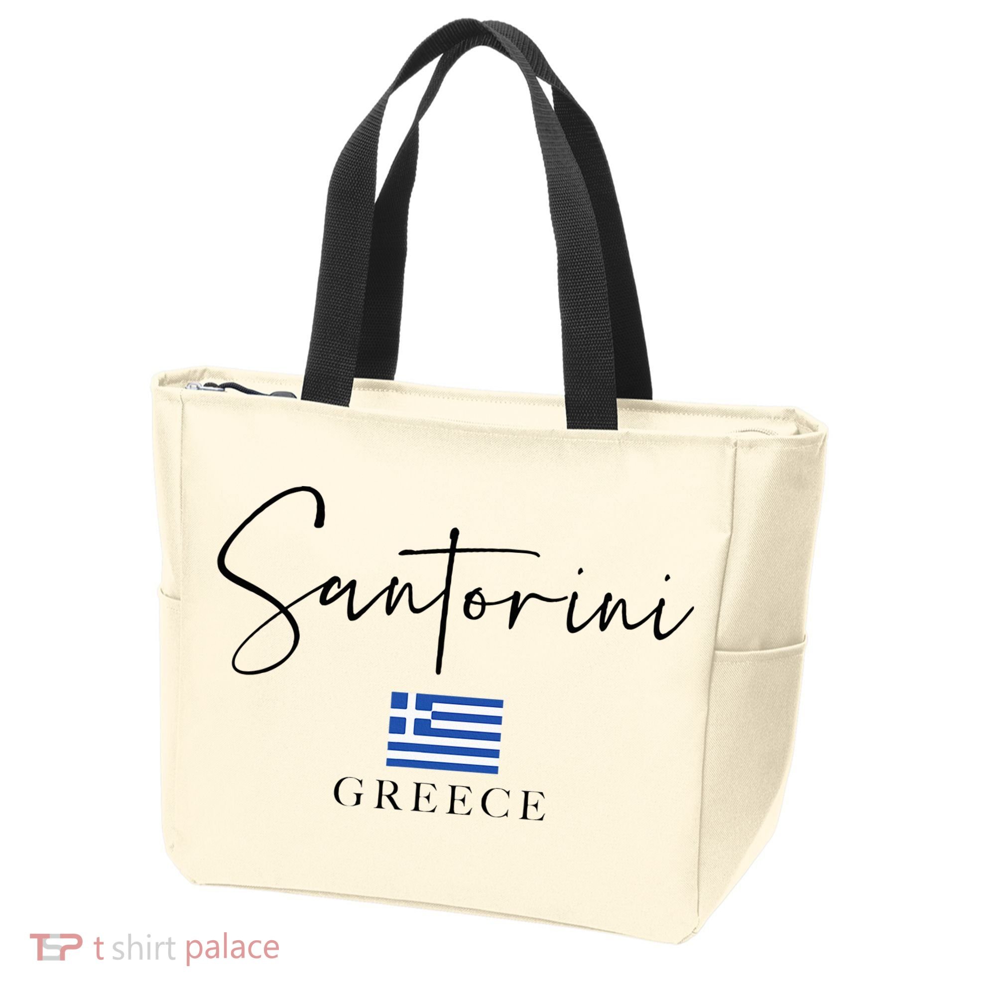 Greece Flag Vacation Island Santorini Tote Bag