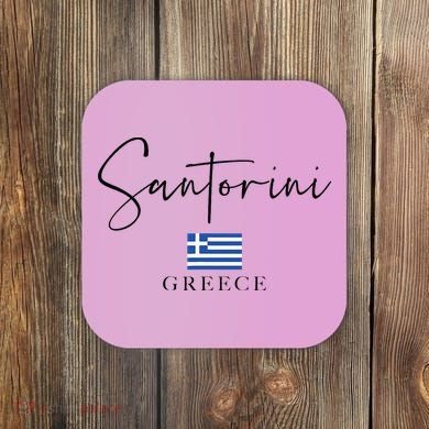 Greece Flag Vacation Island Santorini Coaster