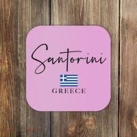 Greece Flag Vacation Island Santorini Coaster thumb 0