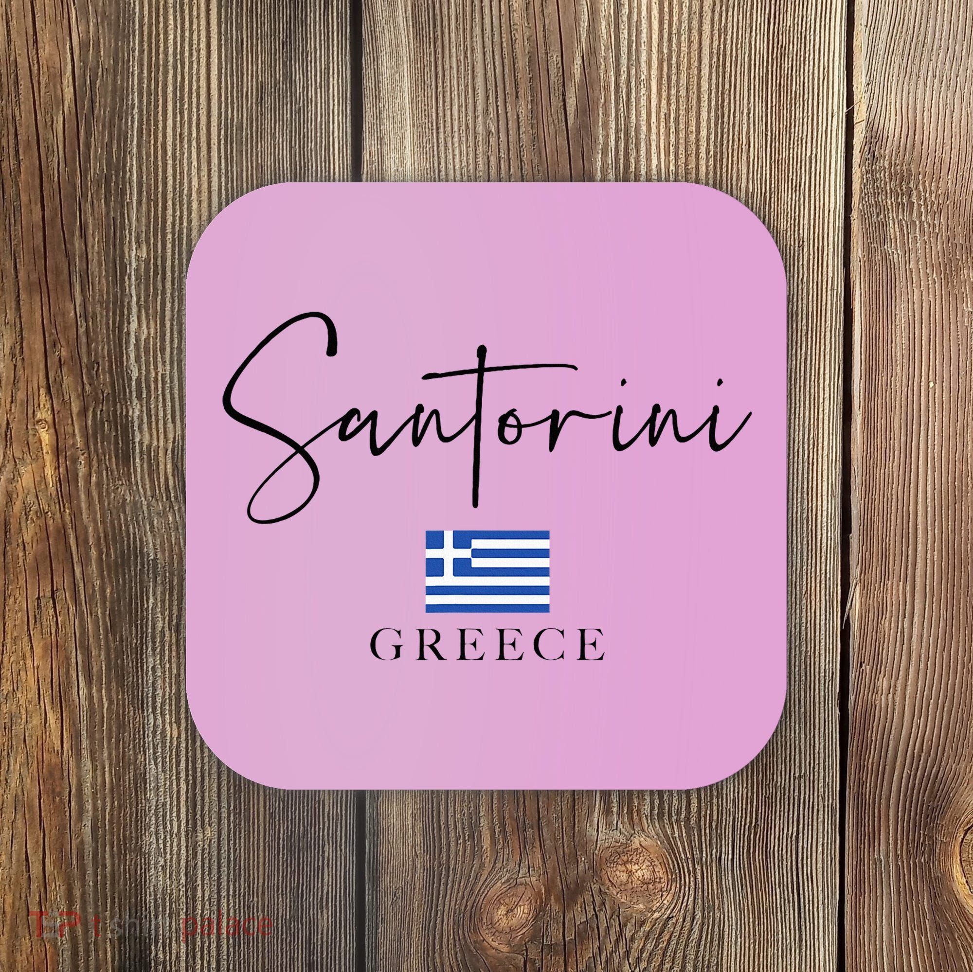 Greece Flag Vacation Island Santorini Coaster