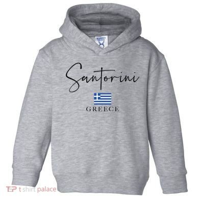 Greece Flag Vacation Island Santorini Toddler Hoodie