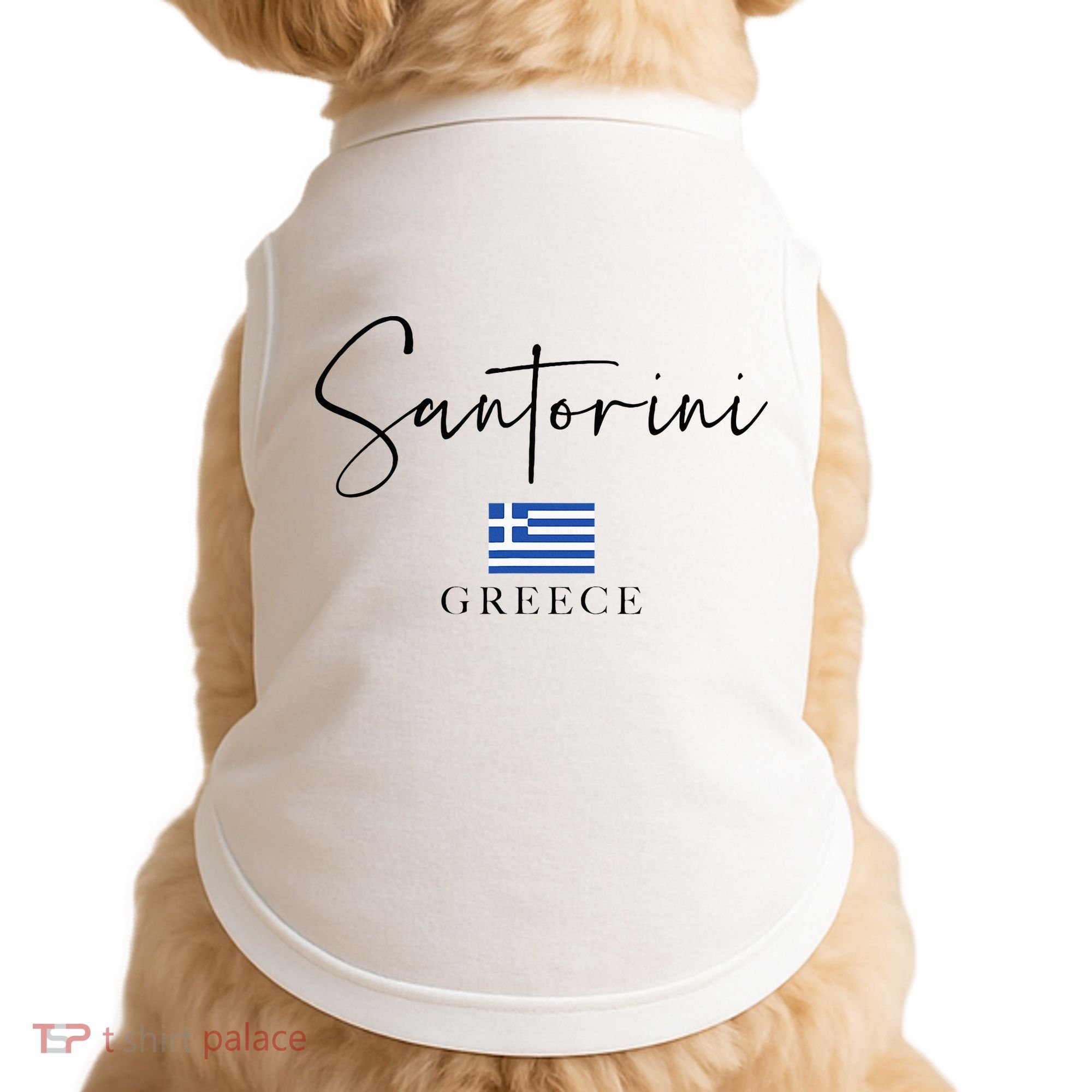 Greece Flag Vacation Island Santorini Doggie Tank