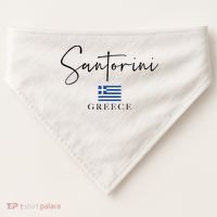 Greece Flag Vacation Island Santorini USA-Made Doggie Bandana thumb 0