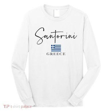 Greece Flag Vacation Island Santorini Long Sleeve Shirt