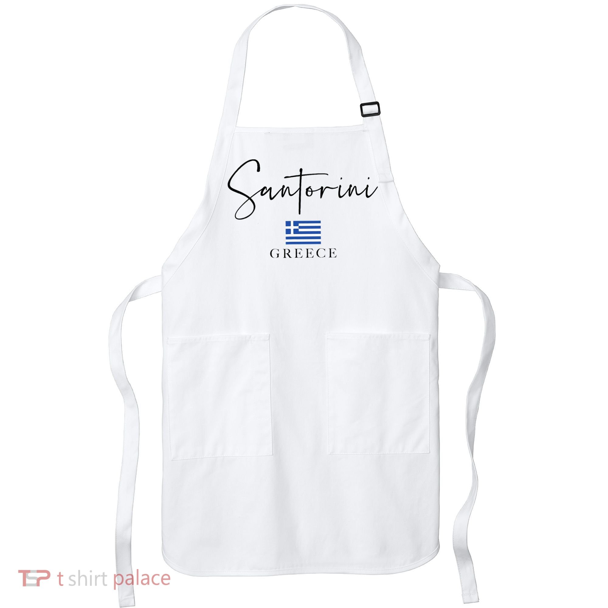 Greece Flag Vacation Island Santorini Apron