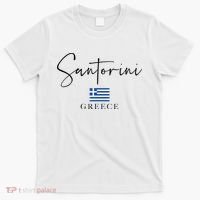 Greece Flag Vacation Island Santorini T-Shirt thumb 0