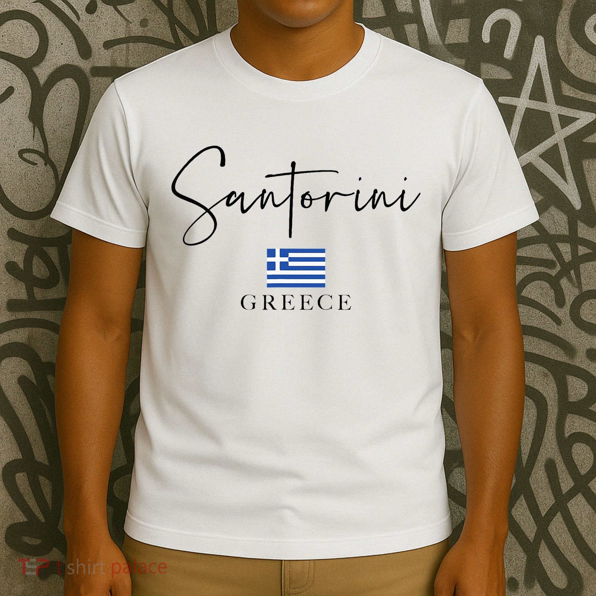 Greece Flag Vacation Island Santorini T-Shirt