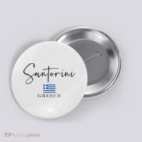 Greece Flag Vacation Island Santorini Button thumb 0