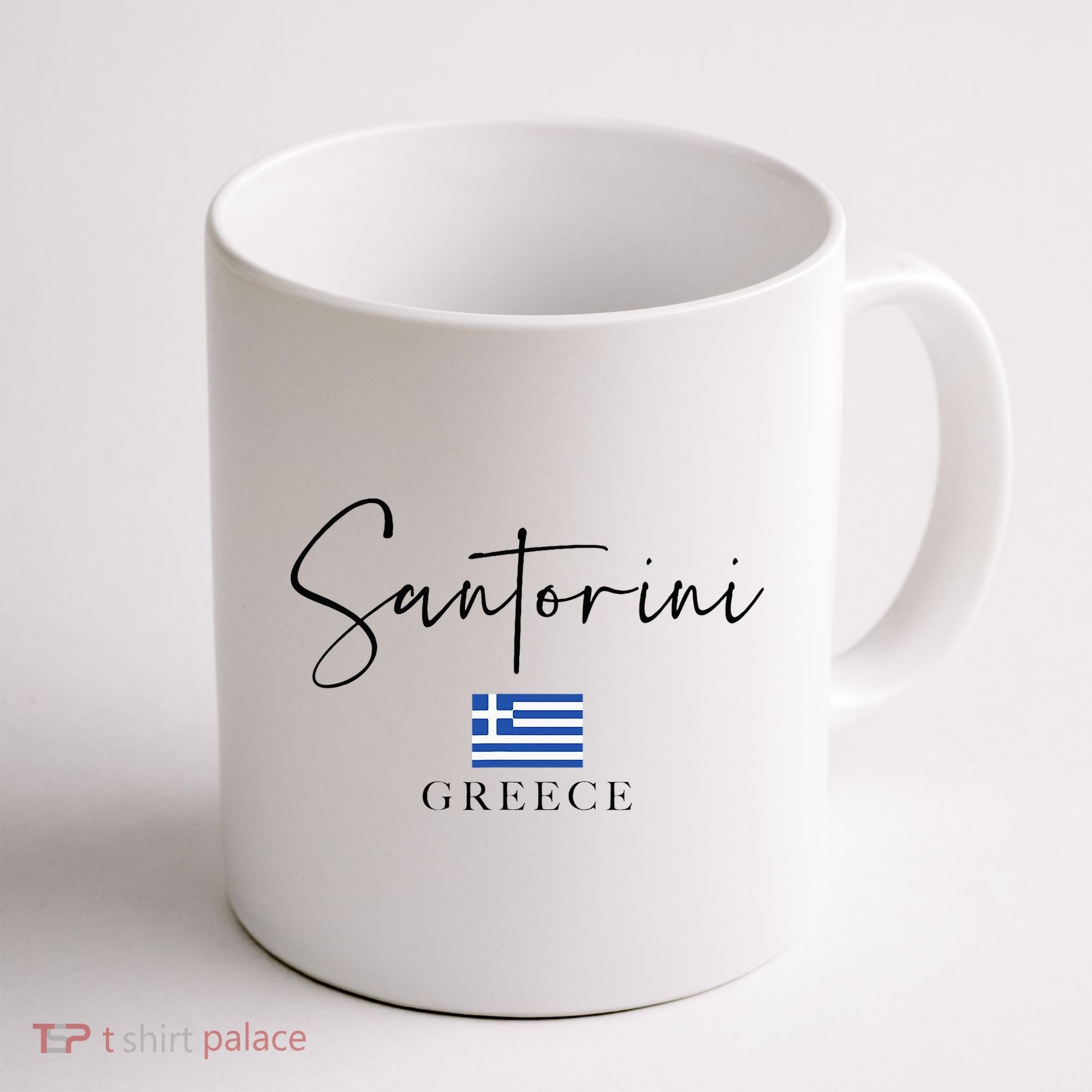 Greece Flag Vacation Island Santorini Coffee Mug