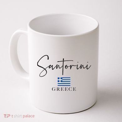 Greece Flag Vacation Island Santorini Coffee Mug