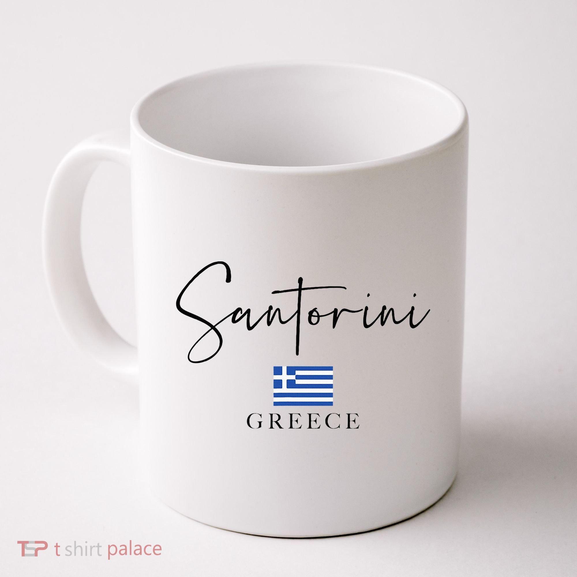 Greece Flag Vacation Island Santorini Coffee Mug