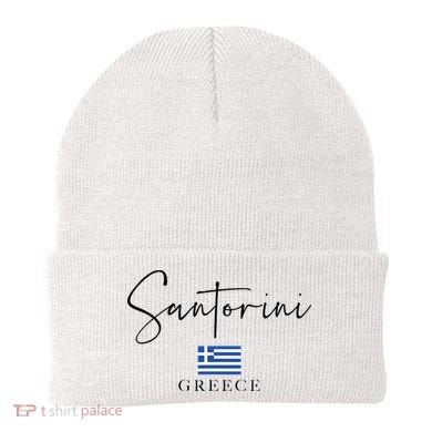Greece Flag Vacation Island Santorini Beanie