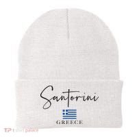 Greece Flag Vacation Island Santorini Beanie thumb 0
