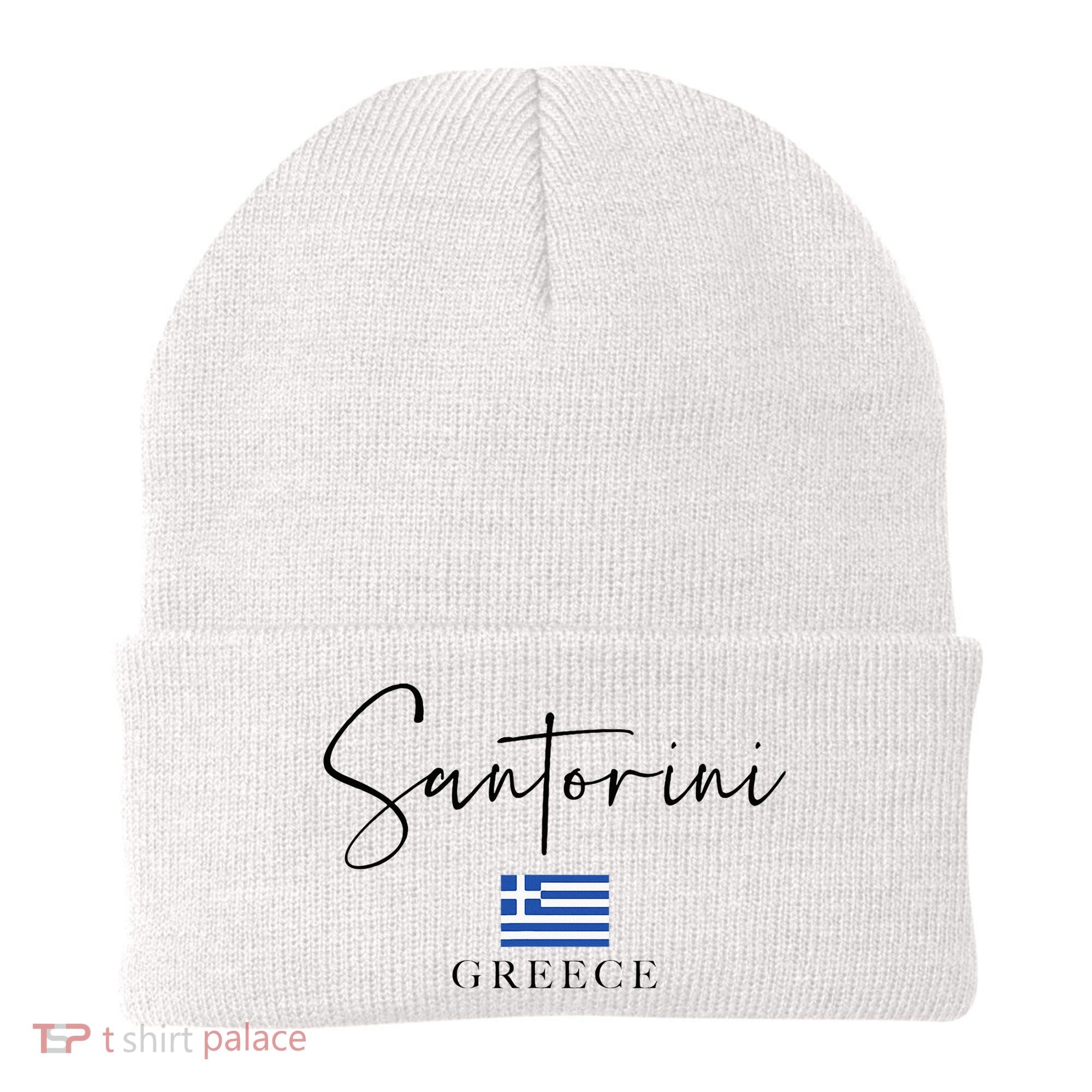 Greece Flag Vacation Island Santorini Beanie