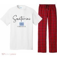 Greece Flag Vacation Island Santorini Pajama Set thumb 0