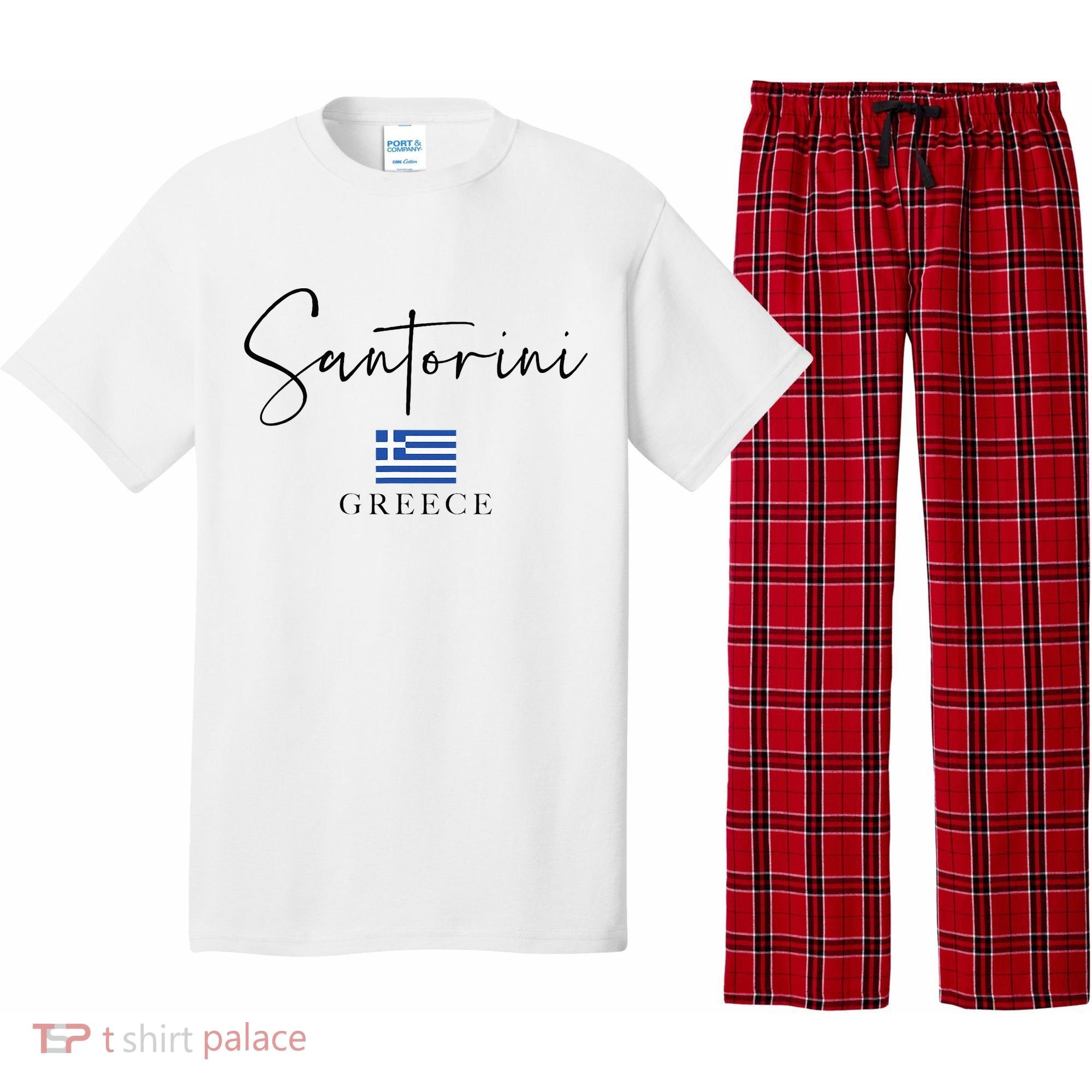 Greece Flag Vacation Island Santorini Pajama Set