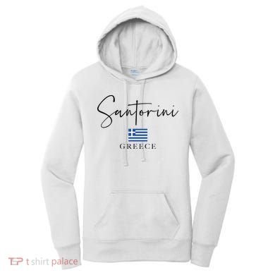 Greece Flag Vacation Island Santorini Women's Hoodie