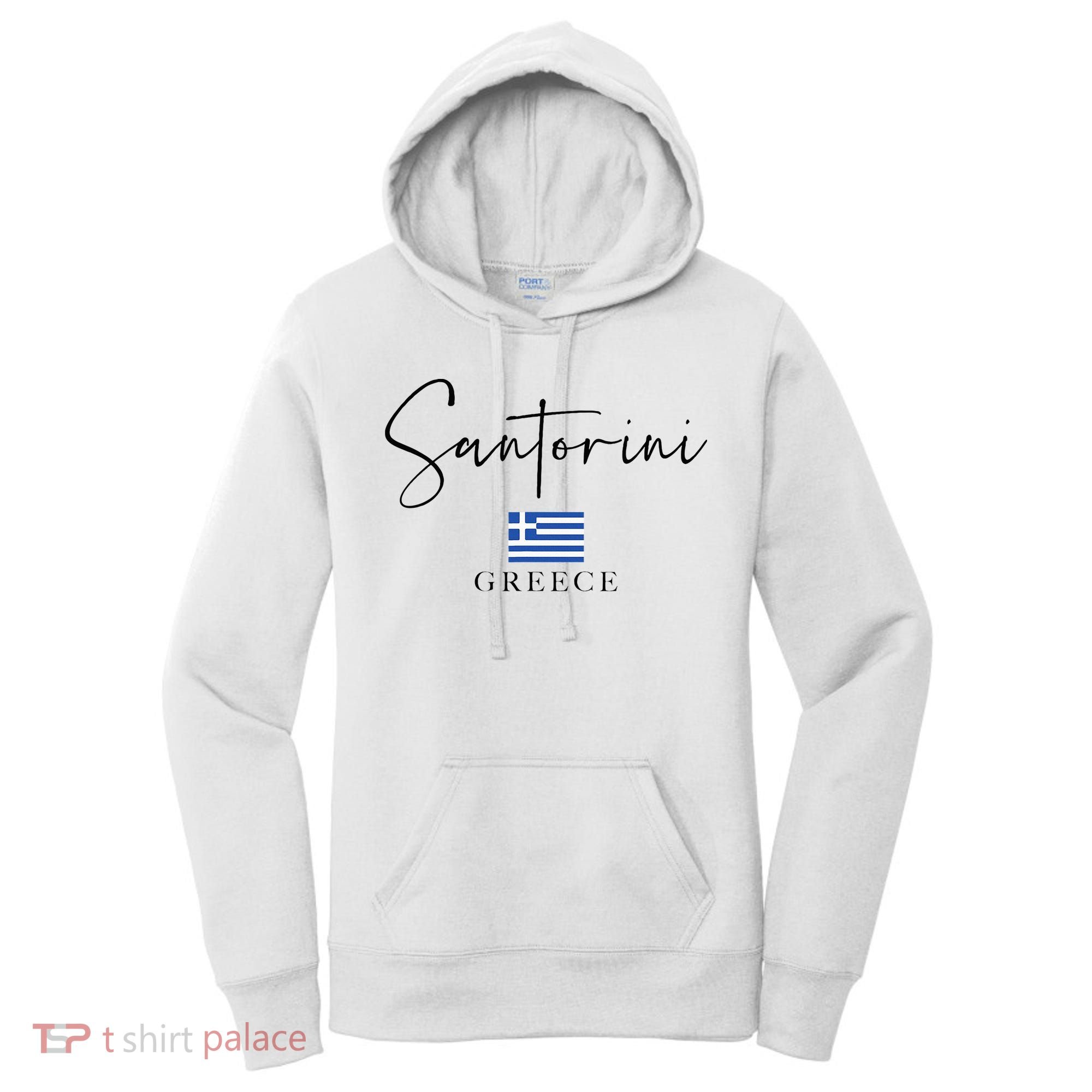 Greece Flag Vacation Island Santorini Women's Hoodie