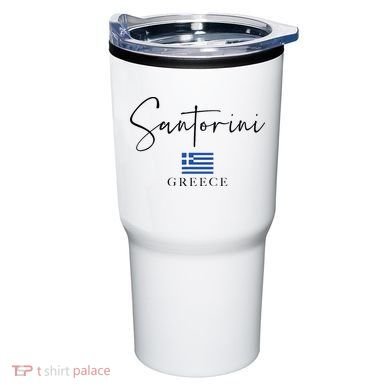 Greece Flag Vacation Island Santorini Tumbler
